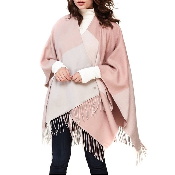 SOIA & KYO Pale Pink Cream Woven Scarfigan Scarf Cardigan Wrap w/Fringe Detail - Picture 3 of 16